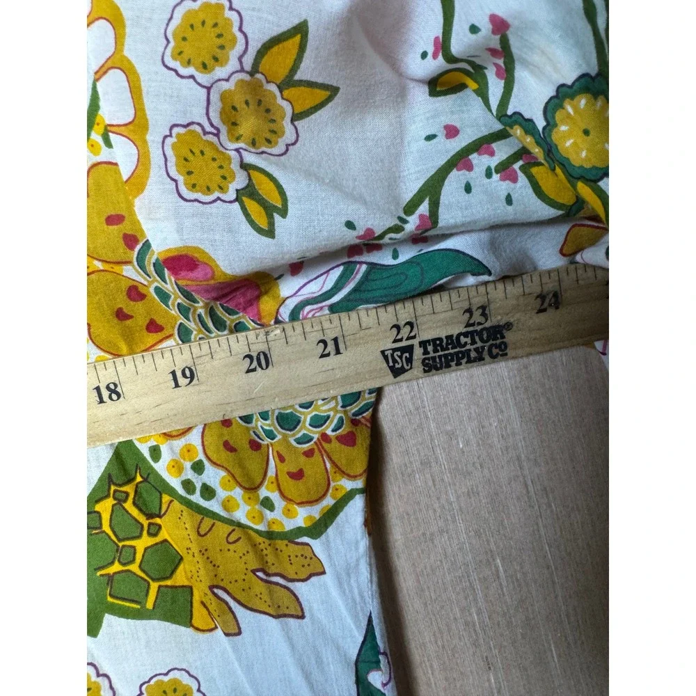 Dolma Womens Large Floral Split V-Neck Tunic Top Long Sleeve White Multicolor - Picture 3 of 6